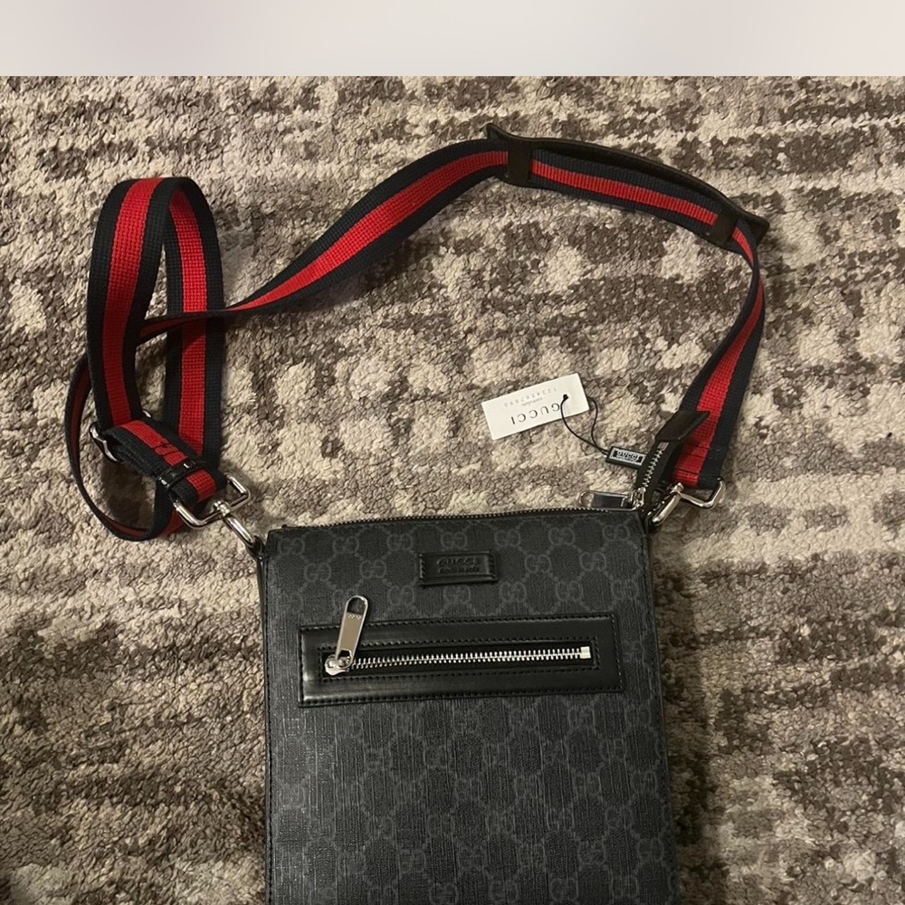 Gucci Black Messenger Bag with Signature Monogram